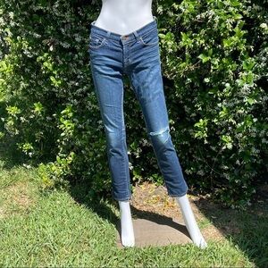 JBRAND Pencil Leg Low Rise Distressed Jeans